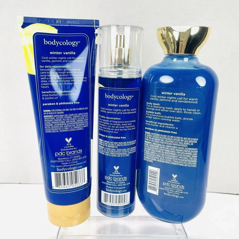 3 Pc Set Bodycology WINTER VANILLA Body Cream / Fragrance Mist / Body Wash NEW